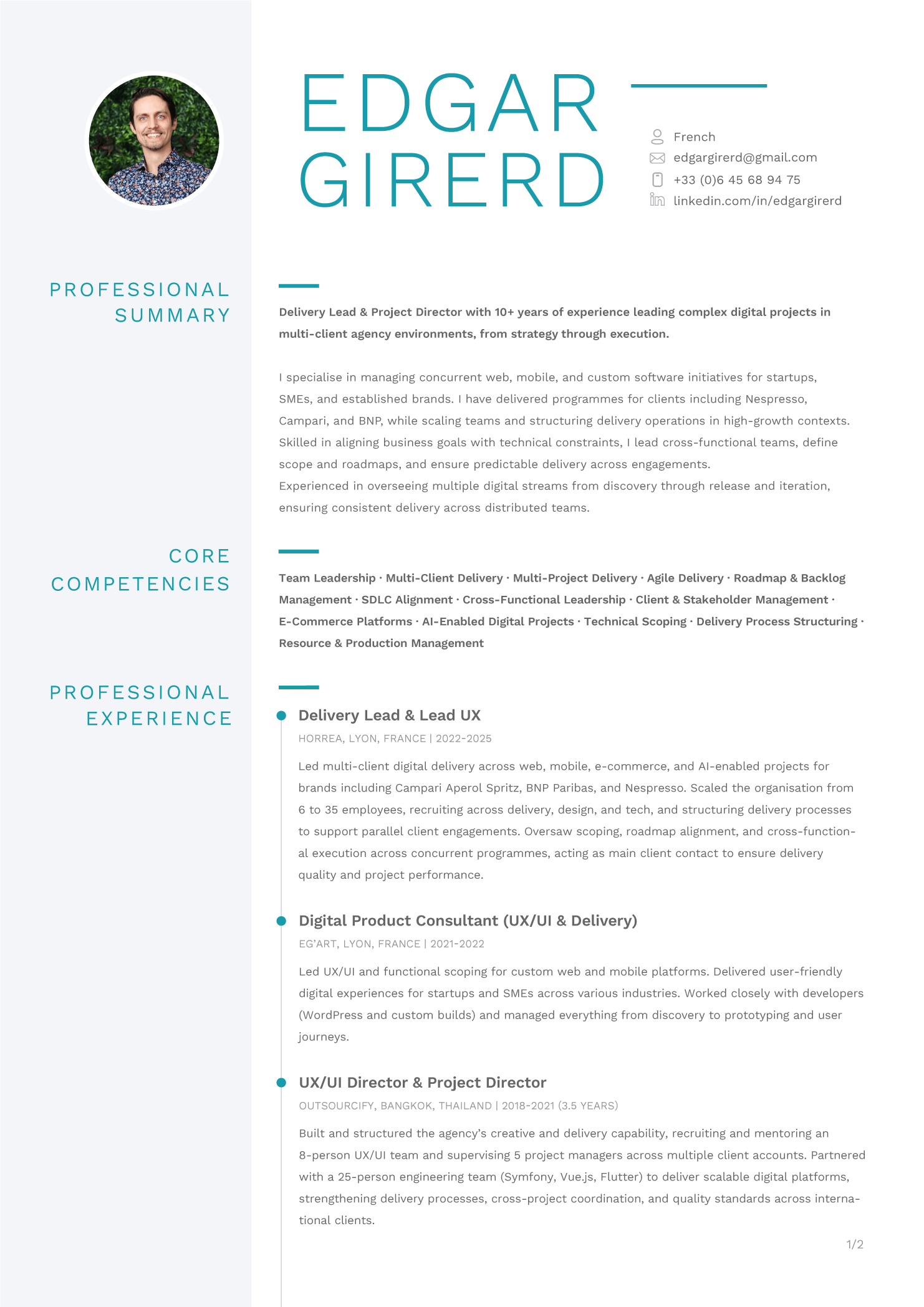 Edgar Girerd Agency Delivery CV